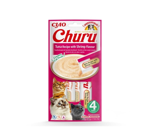 INABA Churu Tuna with shrimp flavour - cat treats - 4x14 g