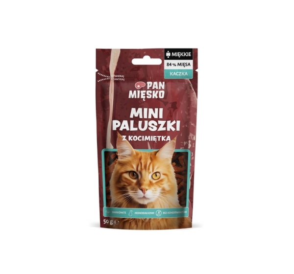 PAN MIĘSKO Mini duck sticks with catnip - cat treats - 50g