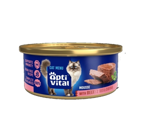 OPTIVITAL Fluffy mousse with beef - wet cat food - 85g