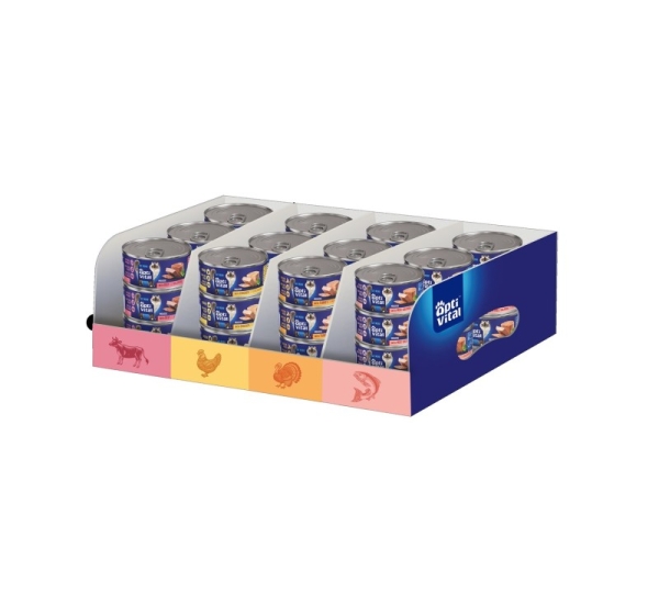 OPTIVITAL Mixcase Beef, chicken, turkey, salmon - wet cat food - 36x85g