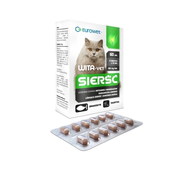 EUROWET Wita-Vet Coat - supplements for cats - 60 tablets