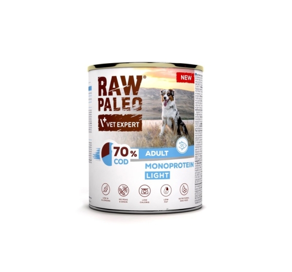VETEXPERT Raw Paleo Cod Light Monoprotein - wet dog food - 800g
