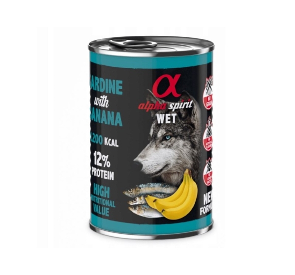 ALPHA SPIRIT WET Sardine with banana - wet dog food - 400g