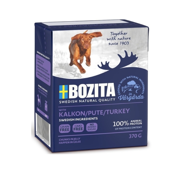 BOZITA Meat chunks with turkey in jelly – wet dog food – 370g