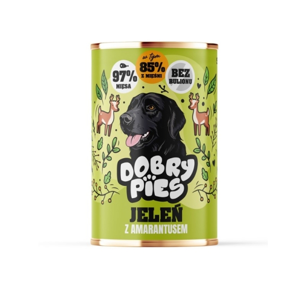 DOBRY PIES Venison with amaranth - wet dog food - 400g