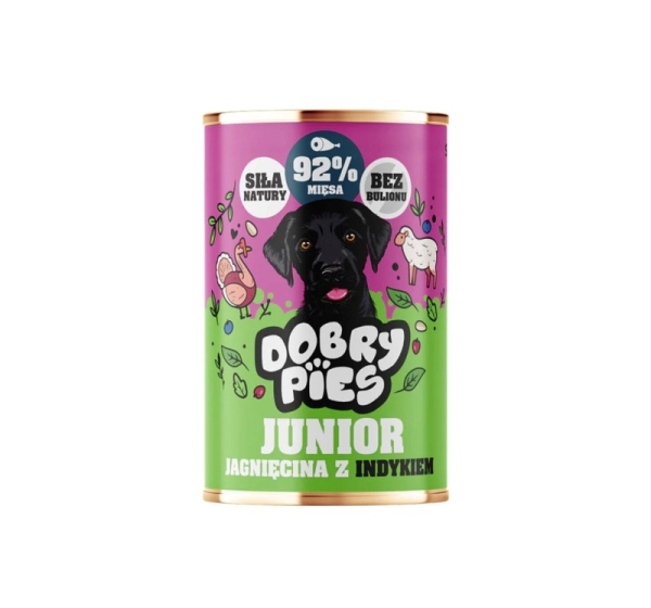 DOBRY PIES Junior Lamb with Turkey – wet dog food – 400g