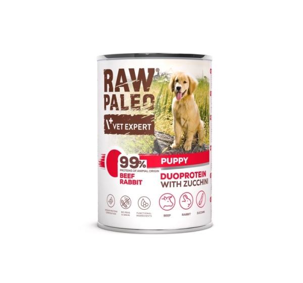 VETEXPERT Raw Paleo Duoprotein Beef & Rabbit Puppy - wet dog food - 400g
