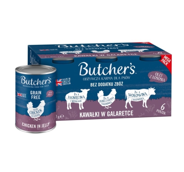 BUTCHER'S Original Mega pack mix pieces in jelly - wet dog food - 6 x 400g