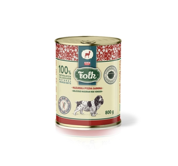 FOLK Delicious Masurian roe venison - wet dog food - 800g