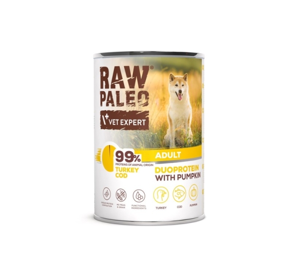 VETEXPERT Raw Paleo Duoprotein Turkey & Cod Adult - wet dog food - 400g