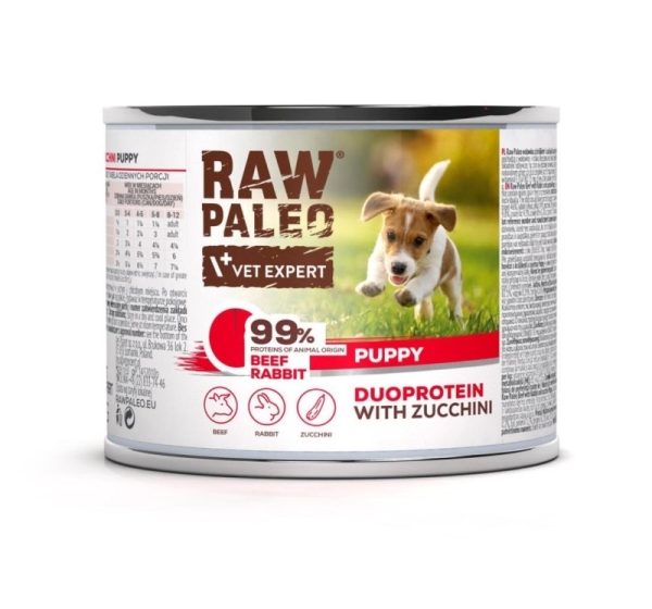 VETEXPERT Raw Paleo Duoprotein Beef & Rabbit Puppy - wet dog food - 200g