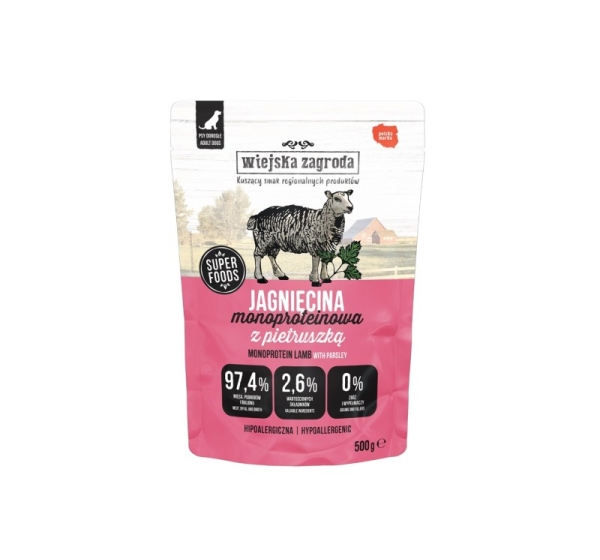 WIEJSKA ZAGRODA Monoprotein Lamb - wet dog food - 500g