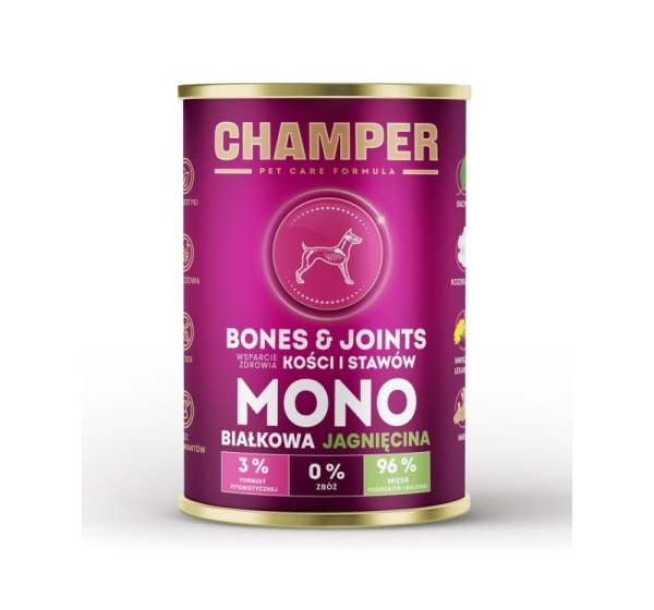 CHAMPER Bones & Joints Monoprotein Lamb - wet dog food - 400g