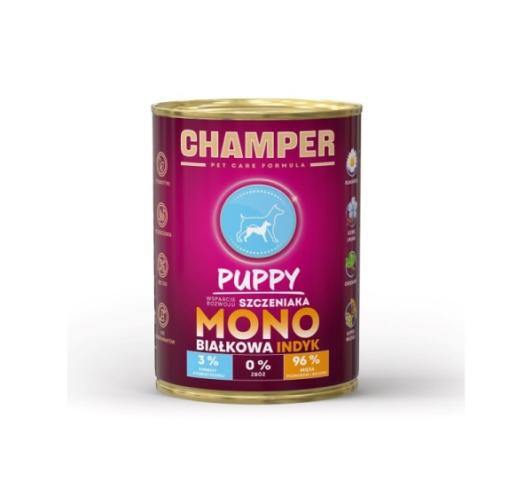 CHAMPER Puppy Monoprotein Turkey - wet dog food - 400g