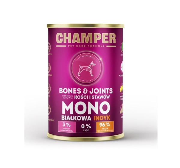 CHAMPER Bones & Joints Monoprotein Turkey - wet dog food - 400g