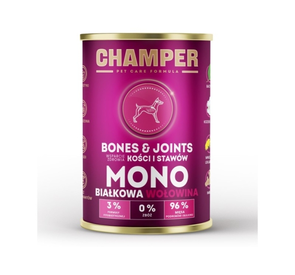 CHAMPER Bones & Joints Monoprotein Beef - wet dog food - 400g