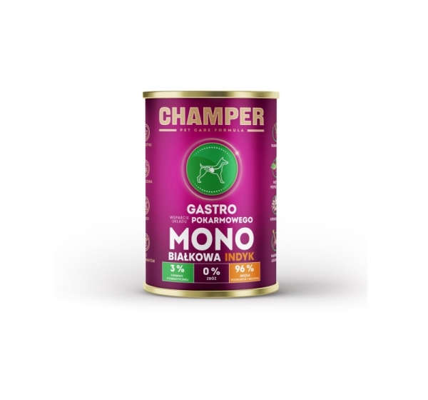 CHAMPER Gastro Mono Turkey - wet dog food - 400g