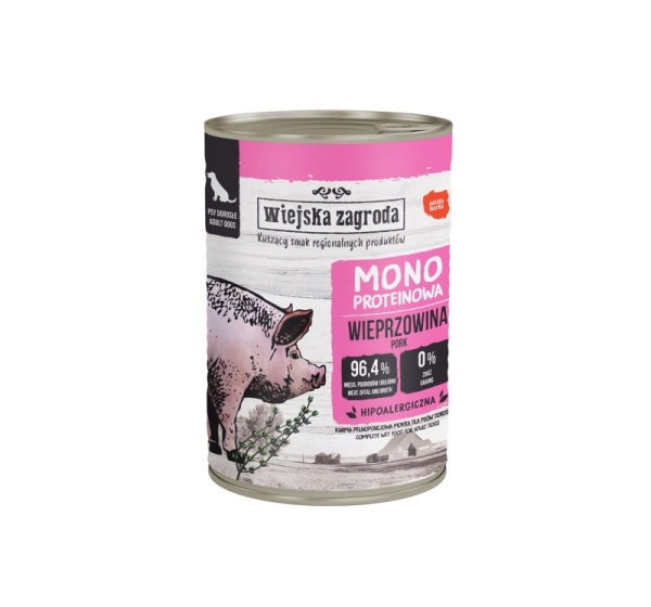 WIEJSKA ZAGRODA Mono-protein Pork - wet dog food - 400g