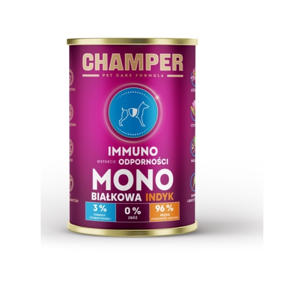 CHAMPER Immuno Monoprotein Turkey - wet dog food - 400g