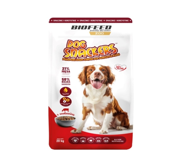 BIOFEED Dog Snackers Adult medium & large Beef - dry dog food - 20kg