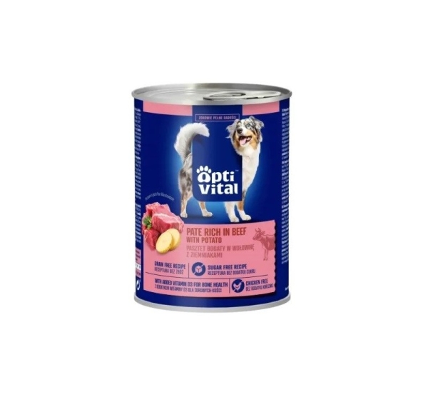 OPTIVITAL Pork pâté, rich in beef and potatoes - wet dog food - 400g