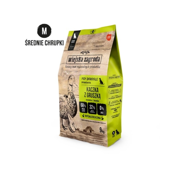 WIEJSKA ZAGRODA Duck with Pear M – dry dog food – 9kg