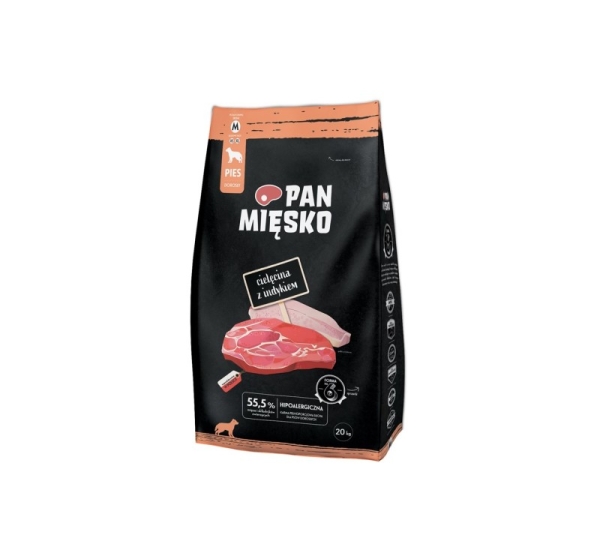 PAN MIĘSKO Cielęcina z indykiem M - dry dog food - 20kg