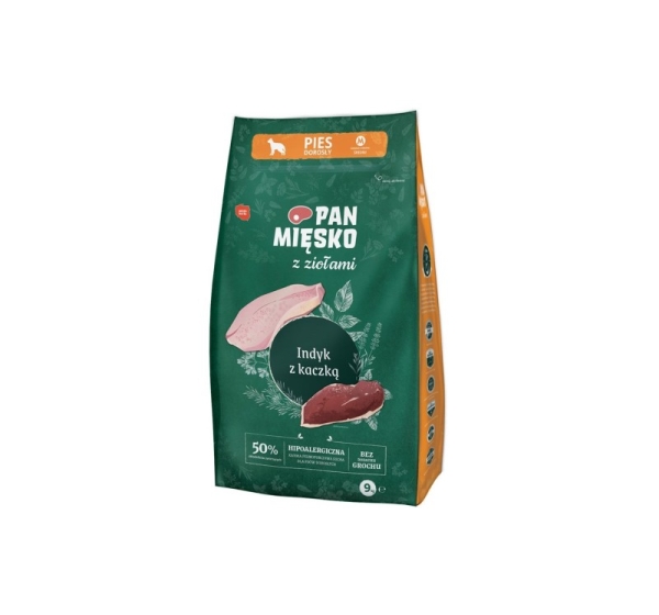 PAN MĘSKO with Herbs Turkey with duck M - dry dog food - 9kg