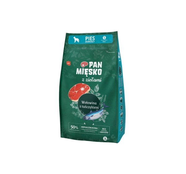PAN MIĘSKO with Herbs Beef with tuna S - dry dog food - 3kg