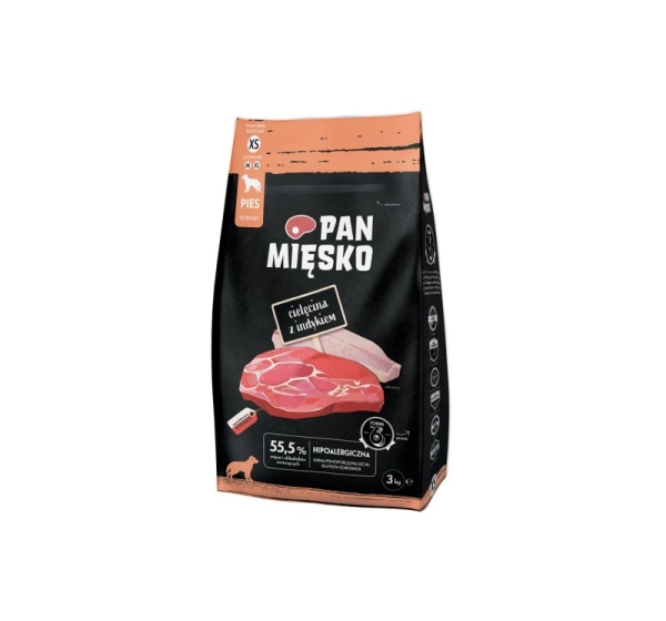 PAN MIĘSKO Veal with turkey XS - dry dog food - 3kg