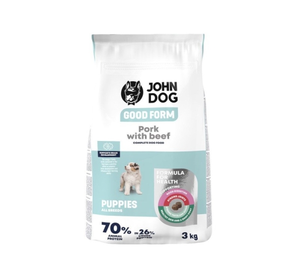 JOHN DOG Good Form Junior Pork with beef - dry dog food - 3kg