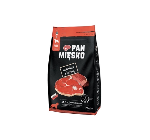 PAN MIĘSKO Beef with goat M - dry dog food - 9kg