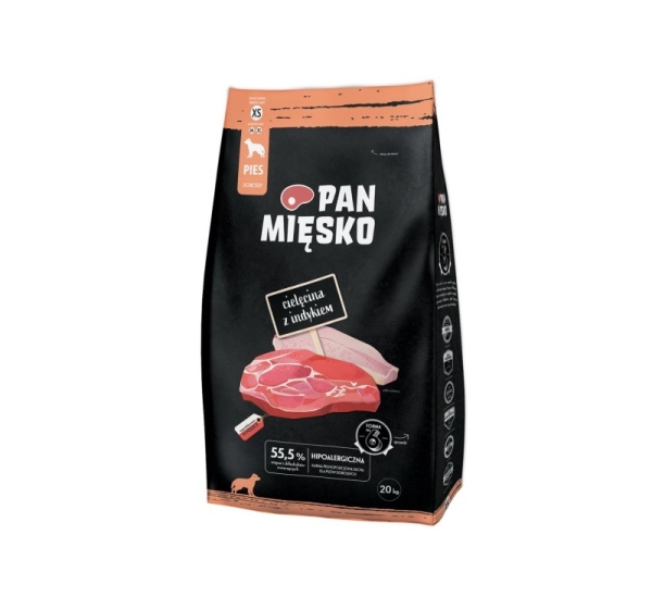 PAN MIĘSKO Veal with turkey XS - dry dog food - 20kg