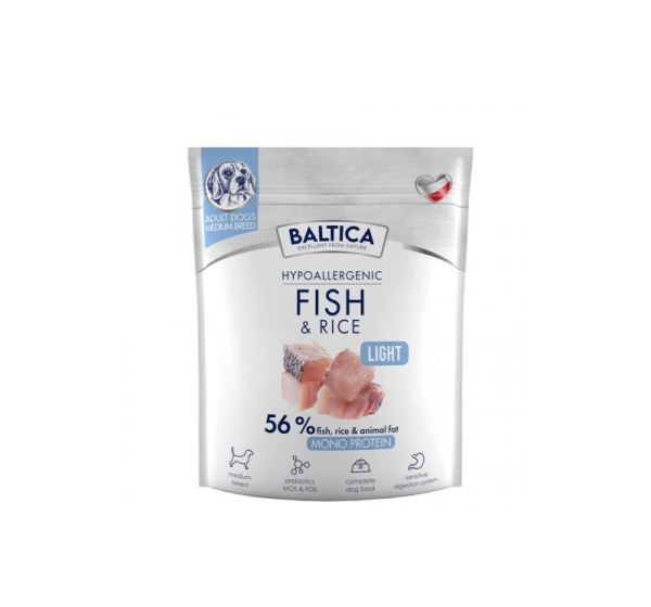 BALTICA Nutraceutic Hypoallergenic Light M Fish with rice - dry dog food - 1kg