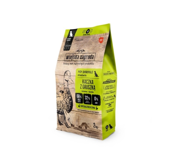 WIEJSKA ZAGRODA Duck with pear M - dry dog food - 2kg