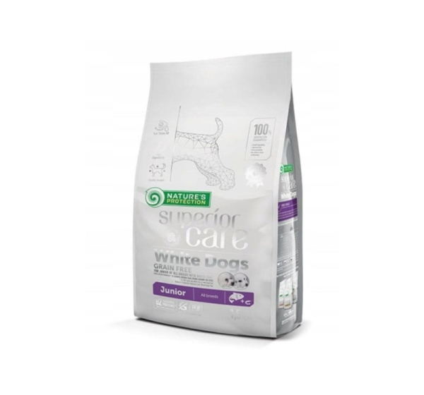 NATURE'S PROTECTION Superior Care White Dogs Grain Free Junior Salmon - dry food for puppies - 1.5 kg