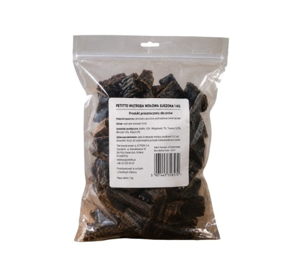 PETITTO Dried beef liver Mono - dog treat - 1kg