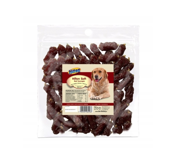 HILTON Soft sausages with beef - dog treat - 500g