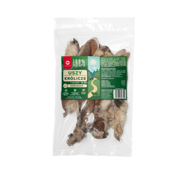 MACED Rabbit ears with hair - Dog treat - 10 pieces