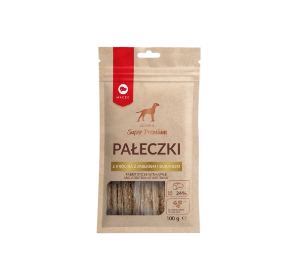 MACED Rabbit sticks with apple and addition of beetroot - Dog treat - 100g