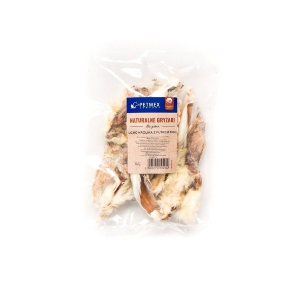 PETMEX dog chew Rabbit ear with fur 100g