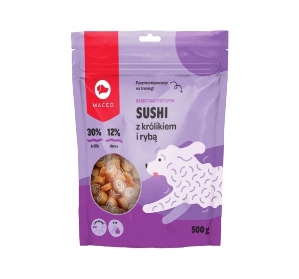 MACED Sushi with rabbit and fish - dog treat - 500g