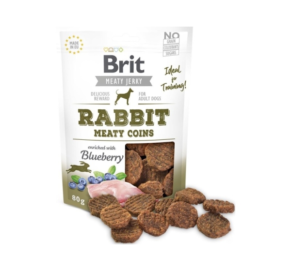 BRIT Meat Jerky Coins Rabbit - dog treat - 80g