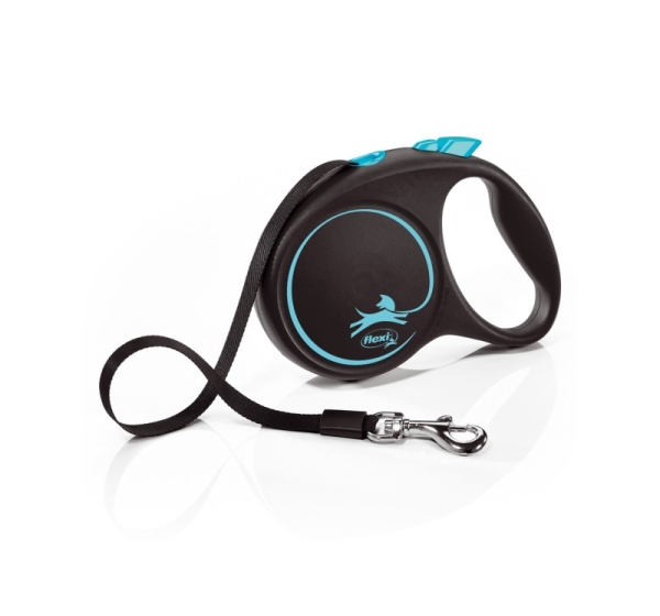 Flexi Automatic leash Black Design M 5 m, Blue