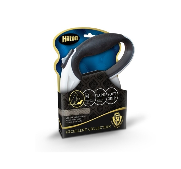 HILTON Smart dog M (20kg) - retractable leash - white-black - 4 m