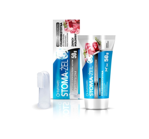 EUROWET Stoma-Żel Beef - toothpaste and toothbrush for dogs and cats - 50 mg