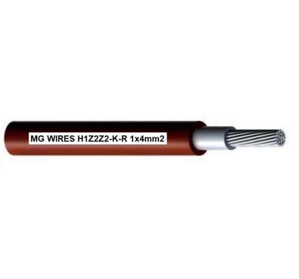 Photovoltaic cable // MG Wires // 1x4mm2, 0,6/1kV red H1Z2Z2-K-R-4mm2 RD, package 100m