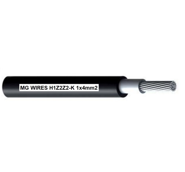 Photovoltaic cable // MG Wires // 1x4mm2, 0,6/1kV black H1Z2Z2-K-4mm2 BK, package 50m