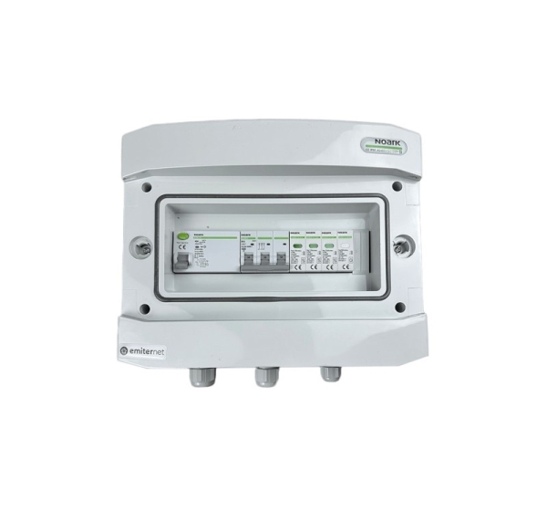 Switchgear attached AC hermetic IP65 EMITTER with surge protective device AC Noark type 1+2, 10A 3-F, RCD type A 40A/300mA