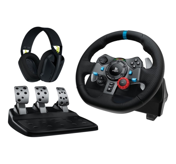 Logitech G 991-000539 Gaming Controller Aluminium, Black USB Steering wheel + pedals + headset PC, PlayStation 4, PlayStation 5, Playstation 3